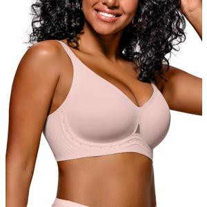 As Fairy Comfortable Wireless Everyday Bras for Women Seamless Full Coverage T-Shirt Bra Breathable Support Brassiere (32A, Pink)