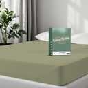 TEXAS LINEN CO. 100% Organic Cotton Percale Weave Fitted Sheet Twin Size, Sage Green, 1 Deep Pocket Twin Fitted Sheet, Fits Mattress Upto 16" Crisp and Cool Bed Linen, Luxury GOTS Certified Sheets