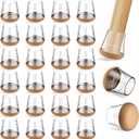 24 PCS Silicone & Felt Chair Leg Floor Protectors - Scratch Proof & Noise Reducing Furniture Caps for Hardwood Floors - Round XS Fits 9/16" to 12/16" (1519mm), Clear