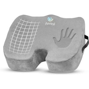 FOMI Extra Thick Firm Coccyx Orthopedic Memory Foam Seat Cushion | Black Large Cushion for Car or Truck Seat, Office Chair, Wheelchair | Back Pain Relief (Gray)