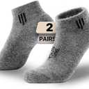 Alpaca Wool Ankle Socks Cushioned Hiking Socks Work & Outdoors Moisture Wicking Anti-Blister Padded Breathable Merino (Gray, M)
