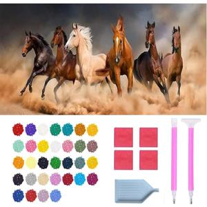 Jethami Horse Diamond Painting Kits for Adults, 5D DIY Large Size Round Big Diamond Art Animals Kits Full Drill Dimond Paint with Diamonds for Beginners Teens 31.5 x 15.7 In