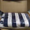 Amazon Basics 100% Cotton Soft & Absorbent Beach Towels, Cabana Stripe, Fast Drying, Machine Washable, Large 30 in x 60 in, Navy Blue, 2-Pack