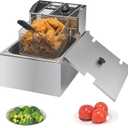 Commercial Deep Fryer with Baskets, 1700W 9.7QT/9.1L Thickened Stainless Steel Countertop Electric Oil Fryer, Large Capacity with Temperature Control (6L)
