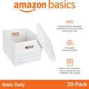 Amazon Basics Storage/Filing Boxes with Lift-Off Lid, Letter/Legal Size, Collapsible, Tape-Free Assembly, White, 16.2" L x 12.5" W x 10.5" H, 20-Pack