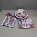 Grencian 98Pcs Hockey Party Supplies Ice Hockey Birthday Party Set Including Plates Napkins Forks and Tablecloth Disposable for Boys Kids' Birthday Hockey Fans Sports Games Themed Party Decoration