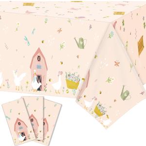 Tiamon 3 Pcs Silly Goose Birthday Decorations Tablecloths One Silly Goose Table Cloth Disposable Plastic Farm Table Cover for Girl Baby Shower Party Garden Countryside Chicken Birthday Decor Supplies