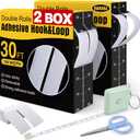 Navona 2 Boxes Heavy Duty Hook and Loop Strips with Adhesive, 60Ft Total x 1 Inch Hook and Loop Tape with Backing for Home, Office, School, and Crafting Projects, White