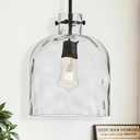 Modern Black Glass Pendant Light  10-Inch Wide Single Dome Light Fixture, 1-Light E26 Ceiling Hanging Lamp for Kitchen Island, Dining Room, Hallway (9.4 inches)