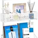Kaiferty Over The Door Hooks Organizer, Coat Rack Over The Door Storage Hanger Towel Rack, Back of Door Storage Organizer for Bathroom,Bedroom,Kitchen,Office (White, 4-Tier)