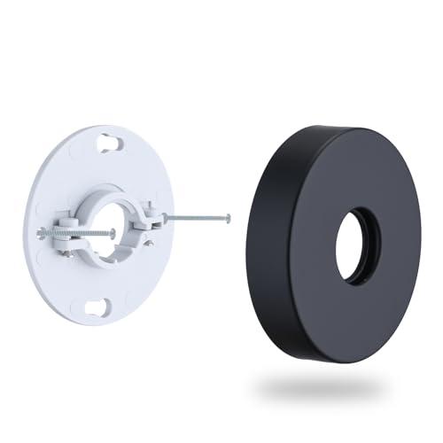 RAINREVIVE Matte Black Shower Arm Flange, Metal Shower Arm Stabilizer Bracket and Flange Cover Plate