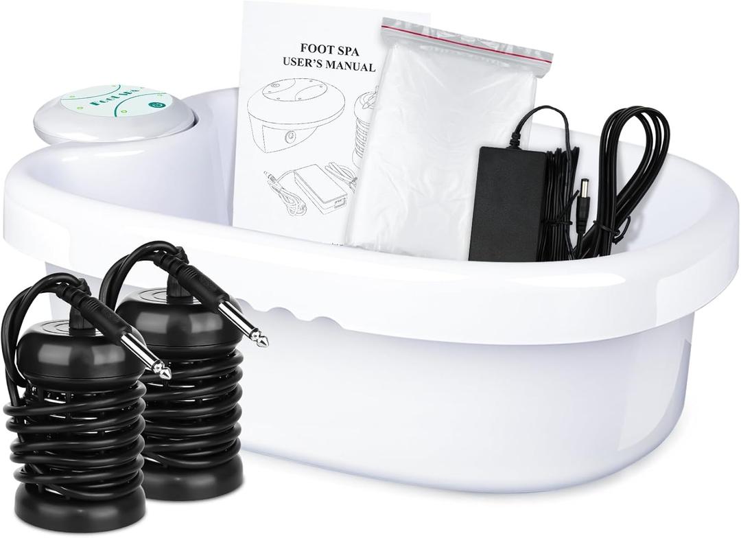 Ionic Foot Bath Detox Machine, Ion Foot Spa Detox Machine for Home Use, Ionic Foot Cleanse System with 100 Foot Bath Liners, 2 Ion Arrays