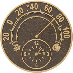 Whitehall Products 1288 Solstice Thermometer Clock, French Bronze