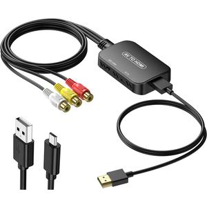 RCA to HDMI Adapter,Viagkiki AV Converter,RCA Female to HDMI Converter Composite Audio Video Converter for PS1, PS2, PS3, STB, Xbox, VHS, VCR,Black-Ray DVD Players(Cable Included)