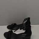 Women's Two Strap Heeled Sandal (11 Wide, Black Faux Leather)