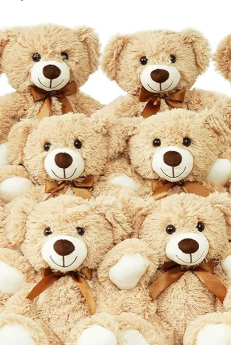 LELELONG 6 Pack Teddy Bears Bulk 13.5 inch Small Teddy Bear Stuffed Bears for Baby Shower Centerpiece Decorations for Christmas Valentine's Mother's Day for Kids or Adults (6 Light Brown)