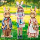 Crtiin 2 Pieces Easter Yard Signs with Stakes 39 Inch Large Bunny Lawn Decorations Outdoor Waterproof Easter Lawn Stakes for Garden Yard Party Decorations