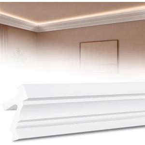 Pushglossy 9 Pc 47.2"(Total 35.4Ft) Ceiling Crown Molding with LED Duct Kit