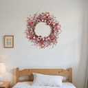 12 Inch Valentines Day Wreath, Pink Red White Farmhouse Style | Artificial Front Door Decor with Wooden Hearts & Berries, for Indoor/Outdoor Anniversary, Wedding & Seasonal Decorations