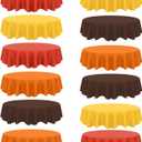 12 Pcs Fall Plastic Tablecloths, Disposable Round Autumn Table Cover 84 Inch Waterproof Table Covers for Fall Harvest Thanksgiving Day Family Birthday Baby Shower Party Decorations