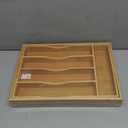 Expandable Bamboo Kitchen Drawer Organizer for Cutlery and Utensils, Adjustable Bamboo Wood Cutlery Tray in Drawer for Flatware and Silverware in Kitchen, (Natural) (7 Slots Expandable)