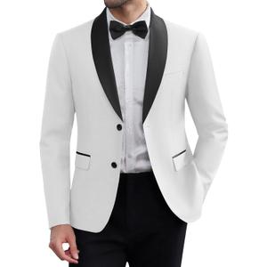 COOFANDY Men Tuxedo Jacket Slim Fit Blazer Suit Jacket Prom Dinner Party Wedding (Medium, White)