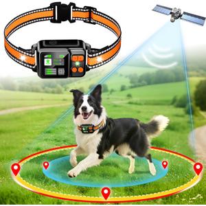 GPS Wireless Dog Fence System, Electric Dog Fence Using GPS Electric Satellite Technology, IPX7 Waterproof Rechargeable Design, GPS Dog Collar Has 2 Modes Circular and Free-Form Fence