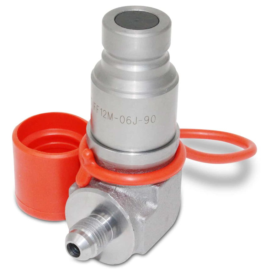 Summit Hydraulics 90 Degree Flat Face Skid Steer Hydraulic Quick Connect Coupler Set 3/8″ JIC Male Thread, 1 Piece