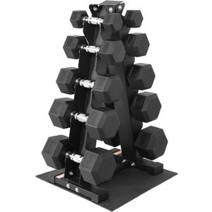Fitvids Rubber Coated Hex Dumbbell Set with Storage Rack, 100/150/200/550 LB Hand Weight Set with Anti-Slip Grip for Home Gym