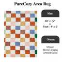 PureCozy Checkered Rug 4x6 for Living Room, Modern Neutral Shag Rug Super Soft Washable Fluffy Rugs Indoor Fuzzy Carpet for Bedroom Home Dorm Aesthetic Decor