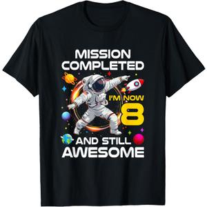 8Th Birthday Astronaut 8 Years Old Outer Space Birthday T-Shirt