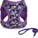 Step in Dog Harness No Pull Flower Adjustable Soft Mesh Padded Reflective Pet Vest Harness and Leash Set for Dogs, XXS