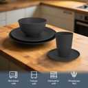 Wheat Straw Dinnerware Sets 40 PCS- Unbreakable Dishes Set for 8, Dishwasher and Microwave Safe Plates and Bowls Sets, Reusable Plastic Plates, Bowls, Drinking Cups for Camping, Party - Black