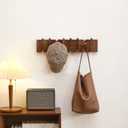 QUELLANCE Wood Coat Rack Wall Mount, Coat Hooks Hanger Wall Mounted, Heavy Duty Wall Coat Rack with 8 Hooks for Hanging Coats/Keys/Hats/Robe&Towels/Plants/Bags, Walnut
