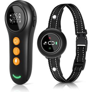 XDX 2-in-1 Dog Shock Collar & Bark Collar  3300FT Dog Training Collar with Remote, Automatic Anti-Barking, 5 Adjustable Sensitivity Levels, IP67 Waterproof E-Collar for Small Medium Large Dogs (Black)