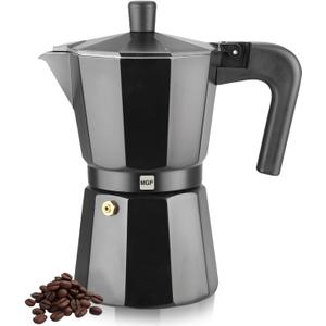 Magefesa Kenia Noir Stovetop Espresso Moka Pot, 12-Cup/20 oz, Italian Coffee Maker for Cuban Coffee, Extra-Thick Aluminum, Heat-Resistant Handle, Safe & Easy-to-Use, Greca Coffee Maker (BLACK)