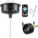 Disco Ball Motor with Remote & RGB Lights, 30 Bright LEDs, 0-15 RPM Adjustable Speed Disco Ball Spinner, Supports 4'' to 16'' Mirror Balls for Parties DJ Wedding, Christmas, Birthday, Camping (Black)