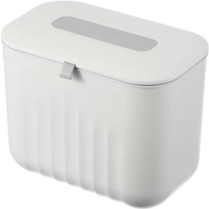 uxcell Kitchen Compost Bin Hanging Small Trash Can, 7L/1.8Gallon Plastic Trash Can with Lid, Suitable for Countertop, Under Sink or Wall Mounted, White