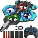 Foam RC Airplane with Cool Led Light, 360 Flip and Headless Mode, Remote Control Airplane RC Plane for Kids Adults Aged 6+, RC Flying Toy for Kids, Birthday Gift - Black Blue
