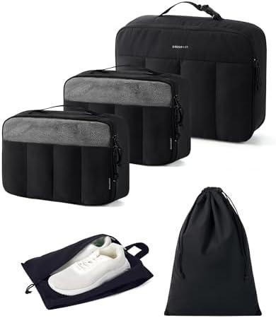 BAGSMART Hanging Packing Cubes for Travel Women, Large Capacity Luggage Organizers for Suitcases, Quilted Travel Essentials for Women, Black