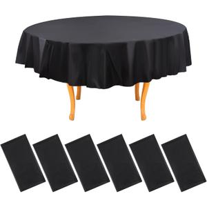 Table Cover Pack of 6 - Round - Black (Round 84" Dia)