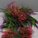 CLONG 12 Pcs Artificial Flowers for Outdoor Plants Faux Plastic Plant Fake Flower UV Resistant Plants (Purple) & HBell Artificial Flowers UV Resistant Boxwood Plants Artificial Plastic Indoor Outdoor Hanging Plants Garden Porch Window Box Decoration (Orange-Red) 12 Bundles