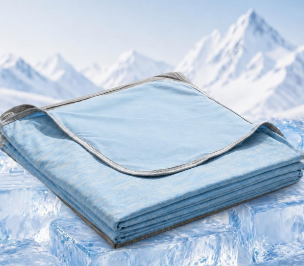 Queen Size Cooling Blanket for Hot Sleepers - Lightweight Breathable Cool Cold Blanket - Keep Cool for Night Sweats, Soft Thin Ice Blankets for Bed Couch Sofa, (Blue, 90"x90")
