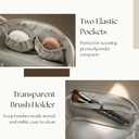 Popvibe Open Flat Makeup Bag Travel Cosmetic Case for Women, Large Capacity Toiletry Travel Bag with Zipper, Portable Aesthetic Floral Make Up Organizer Pouch for Toiletries, Makeup Brush Camel Medium (Biscuit)