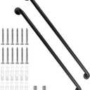 Shower Grab Bar, 2 Pack 39.4 Inch Black Bathroom Grab Bar, 1.25" Diameter 304 Stainless Steel Anti-Slip Grab Bars for Bathtubs and Showers, Handicap Shower Grab Bar for Seniors Elderly