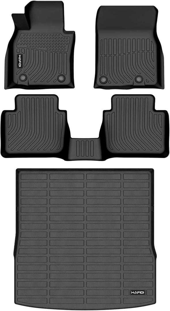 HAFIDI Floor Mats & Cargo Liner Set Fit for 2023 2024 2025 Mazda CX-50 (Not for Hybrid) All Weather Protection TPE Anti-Slip Automotive Full Set Floor Liners Custom Mazda CX50 Accessories - Black