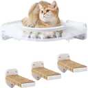 Cat Wall Shelves - 3 Steps Scratch Post & Hammock Bed, Corner Cat Furniture with Plush Covered Climbing Shelf for Indoor Cats (White)