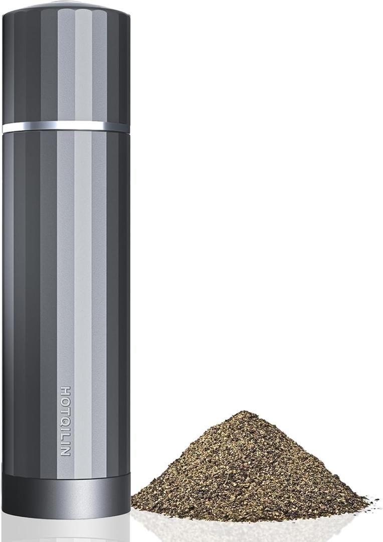 Manual Pepper Grinder, Heavy Duty Metal Pepper Mill with Adjustable Coarseness, High Output Grinding, Magnetic Powder Chamber, Refillable Pepper Grinder for Kitchen(Deep Gray)