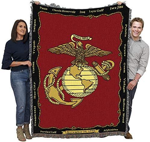 Pure Country Weavers US Marine Corps - Emblem Blanket - Gift Military Tapestry Throw Woven from Cotton - Made in The USA (72x54) : Home & Kitchen