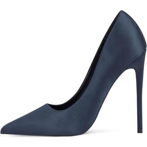 Elisabet Tang High Heels Womens Pointed Toe Heels Satin Pumps Stiletto Bridal Party Dress Evening Wedding Shoes for Woman Navy Blue, Size: 8.5